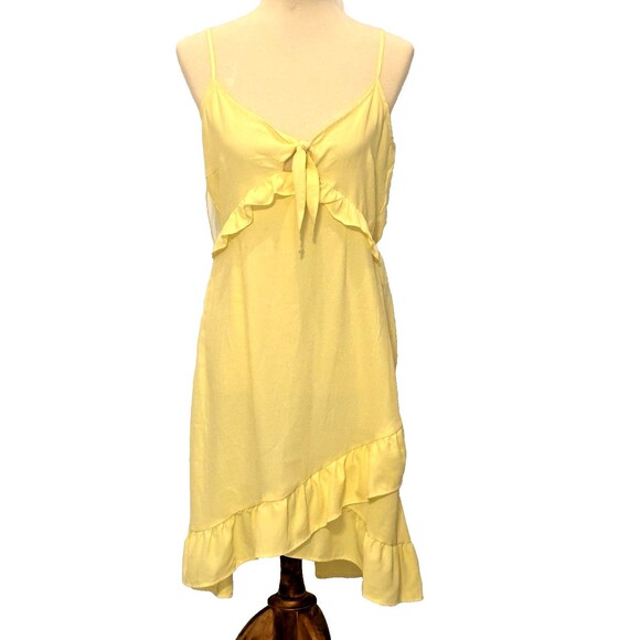 Yellow Summer Sun Dress Lemon Meringue Vero Moda Knot-Front Popular Size Medium - Picture 1 of 6